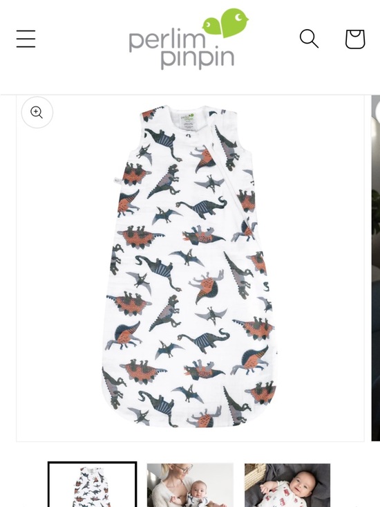 perlimpinpin Other - Perlimpinpin White Dinosaur Sleep Sack